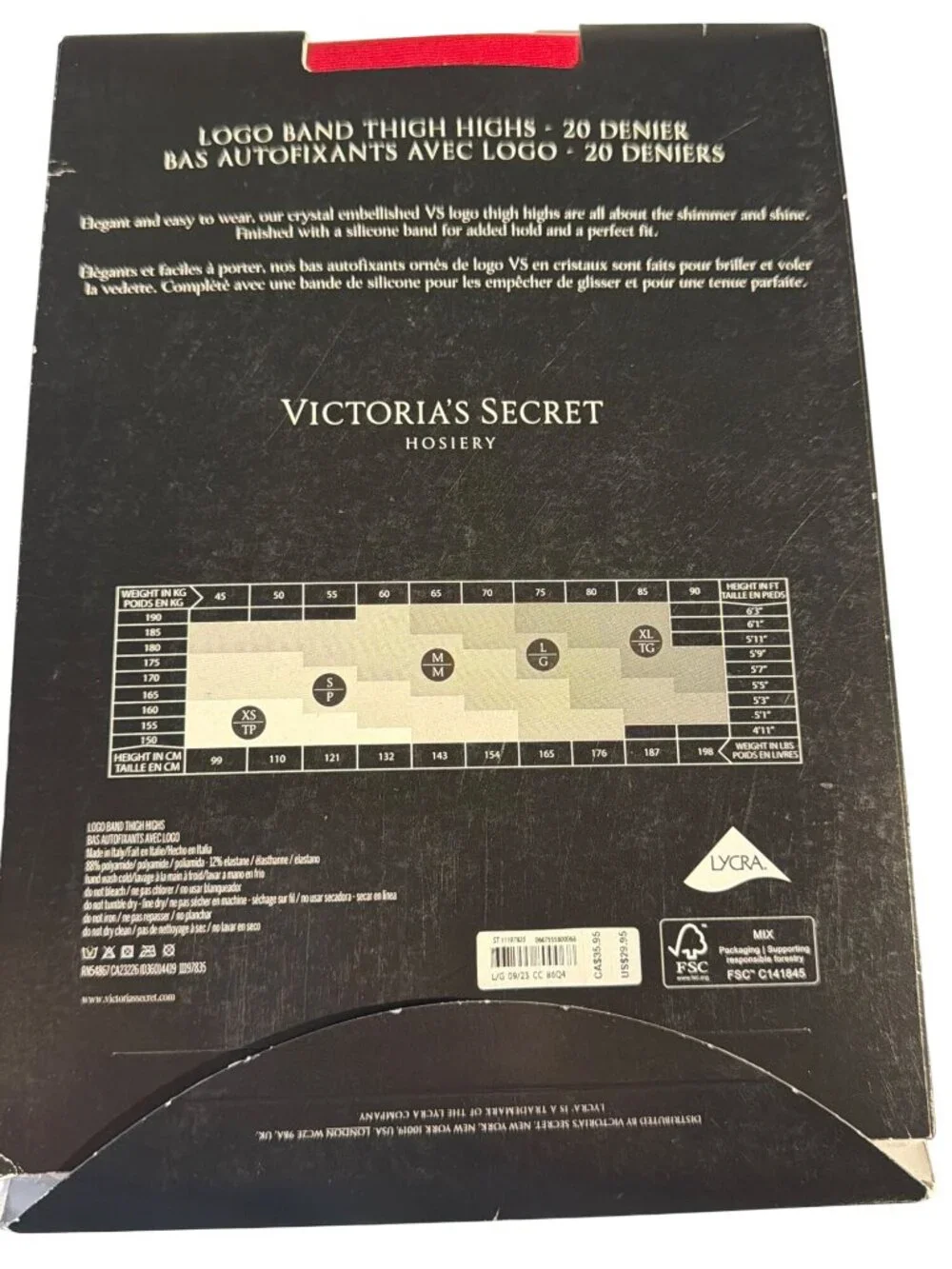 Victoria's Secret RED Crystal Logo Band Thigh Highs Hosiery Large NWT